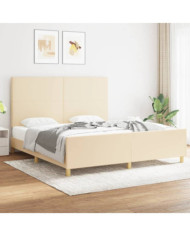 Cadre de lit sans matelas crème 180x200 cm tissu | Mobilier & Déco