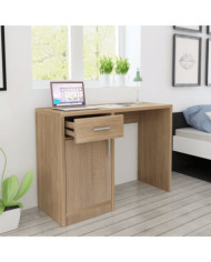 Bureau avec tiroir et placard Chêne 100x40x73 cm | Mobilier & Déco