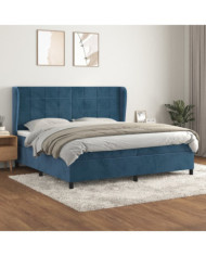 Sommier à lattes de lit et matelas Bleu foncé 200x200cm Velours | Mobilier & Déco