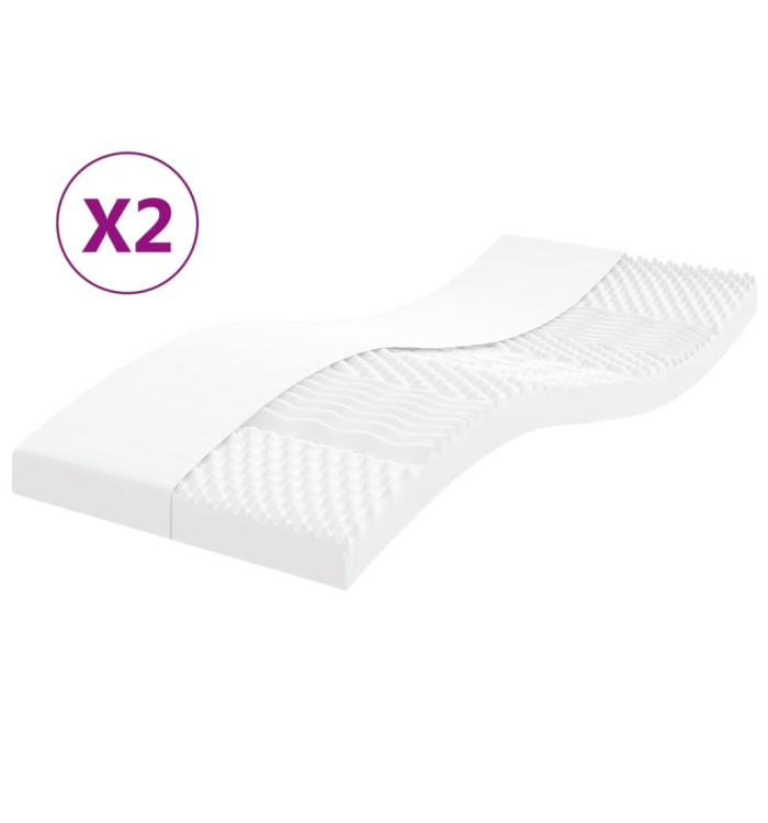 Matelas en mousse 2 pcs blanc 90x200 cm 7 zones dureté 20 ILD | Mobilier & Déco