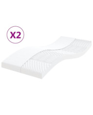 Matelas en mousse 2 pcs blanc 90x200 cm 7 zones dureté 20 ILD | Mobilier & Déco