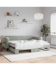 Lit de jour avec gigogne sans matelas gris clair 90x200 cm | Mobilier & Déco