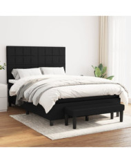 Sommier à lattes de lit avec matelas Noir 140x190 cm Tissu | Mobilier & Déco