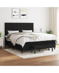 Sommier à lattes de lit avec matelas Noir 180x200 cm Tissu | Mobilier & Déco