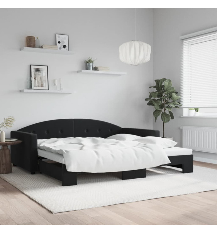 Lit de jour avec gigogne sans matelas noir 100x200 cm | Mobilier & Déco