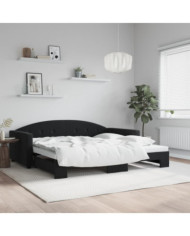 Lit de jour avec gigogne sans matelas noir 100x200 cm | Mobilier & Déco