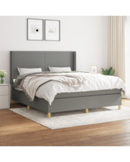 Sommier à lattes de lit avec matelas Gris foncé 180x200cm Tissu | Mobilier & Déco