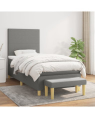 Sommier à lattes de lit et matelas Gris foncé 90x190 cm Tissu | Mobilier & Déco