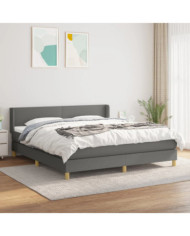 Sommier à lattes de lit avec matelas Gris foncé 180x200cm Tissu | Mobilier & Déco
