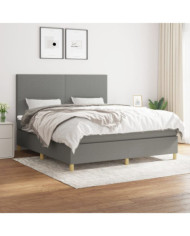 Sommier à lattes de lit avec matelas Gris foncé 180x200cm Tissu | Mobilier & Déco