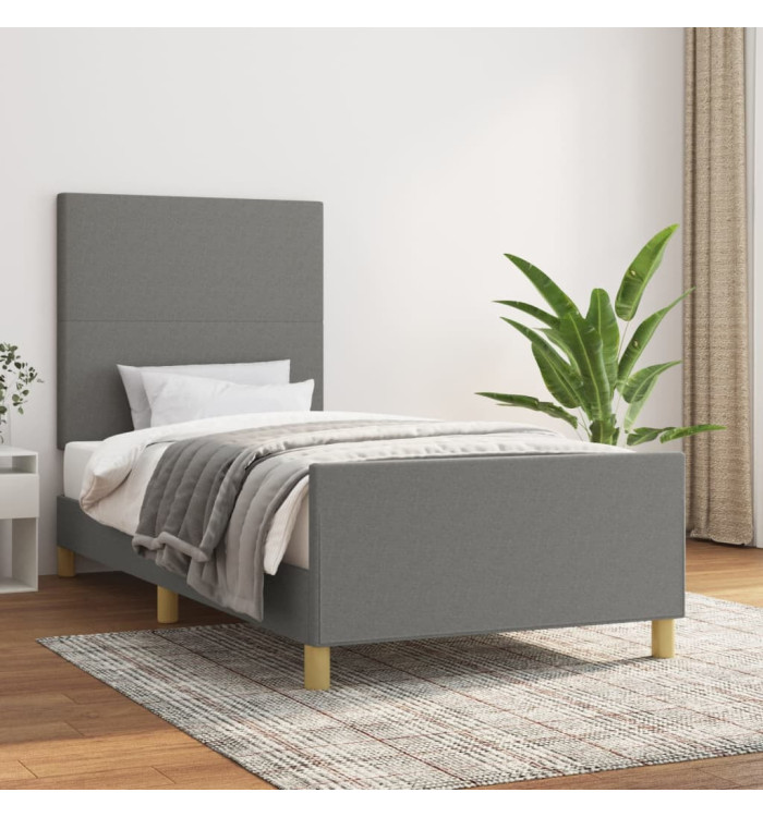 Cadre de lit sans matelas gris foncé 90x200 cm tissu | Mobilier & Déco