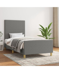 Cadre de lit sans matelas gris foncé 90x200 cm tissu | Mobilier & Déco
