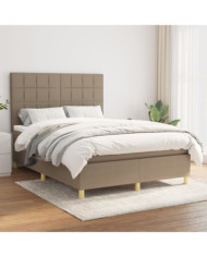 Sommier à lattes de lit avec matelas Taupe 140x200 cm Tissu | Mobilier & Déco