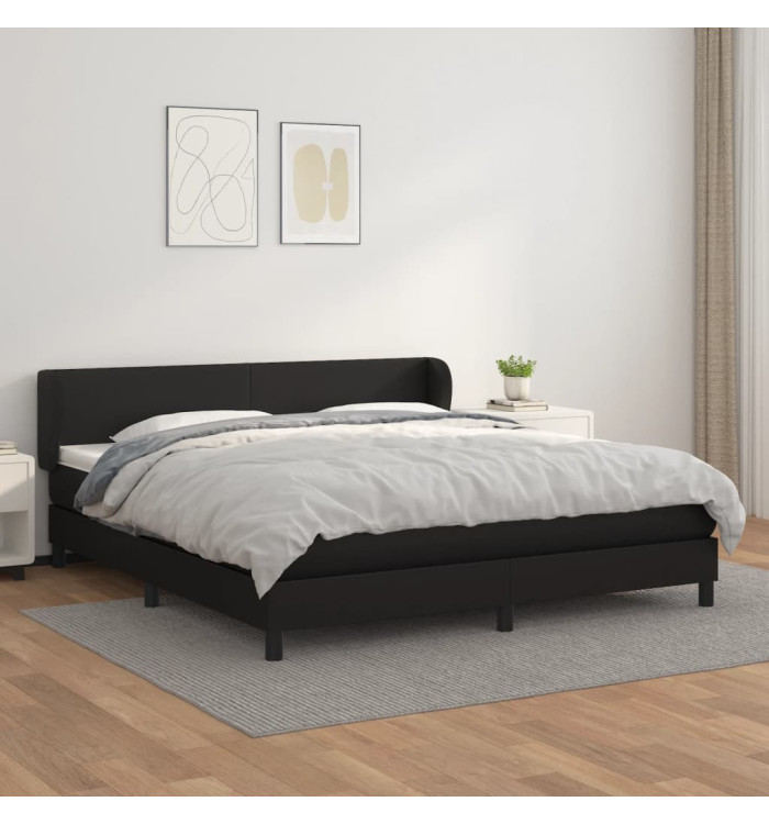 Sommier à lattes de lit avec matelas Noir 180x200 cm Similicuir | Mobilier & Déco