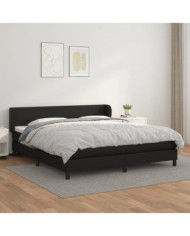 Sommier à lattes de lit avec matelas Noir 180x200 cm Similicuir | Mobilier & Déco