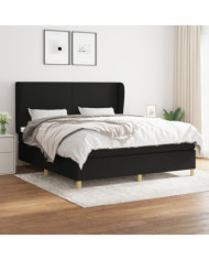 Sommier à lattes de lit avec matelas Noir 180x200 cm Tissu | Mobilier & Déco