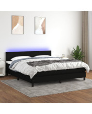 Sommier à lattes de lit avec matelas LED Noir 180x200 cm Tissu | Mobilier & Déco
