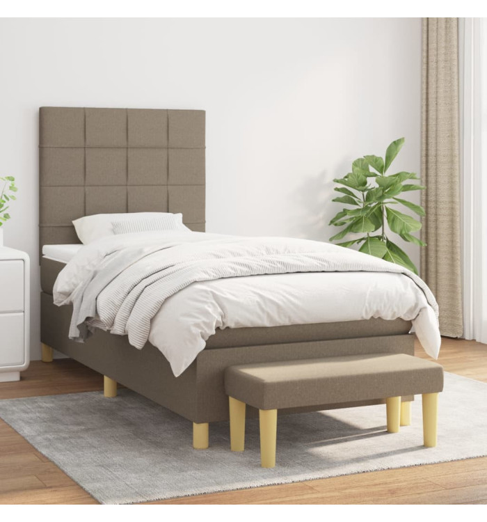 Sommier à lattes de lit avec matelas Taupe 90x200 cm Tissu | Mobilier & Déco