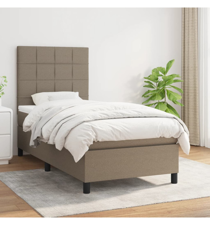 Sommier à lattes de lit avec matelas Taupe 90x200 cm Tissu | Mobilier & Déco