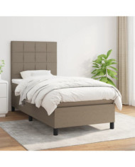 Sommier à lattes de lit avec matelas Taupe 90x200 cm Tissu | Mobilier & Déco