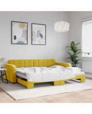 Lit de jour avec lit gigogne jaune 90x200 cm velours | Mobilier & Déco