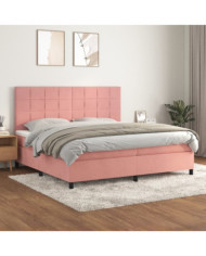 Sommier à lattes de lit avec matelas Rose 200x200 cm Velours | Mobilier & Déco
