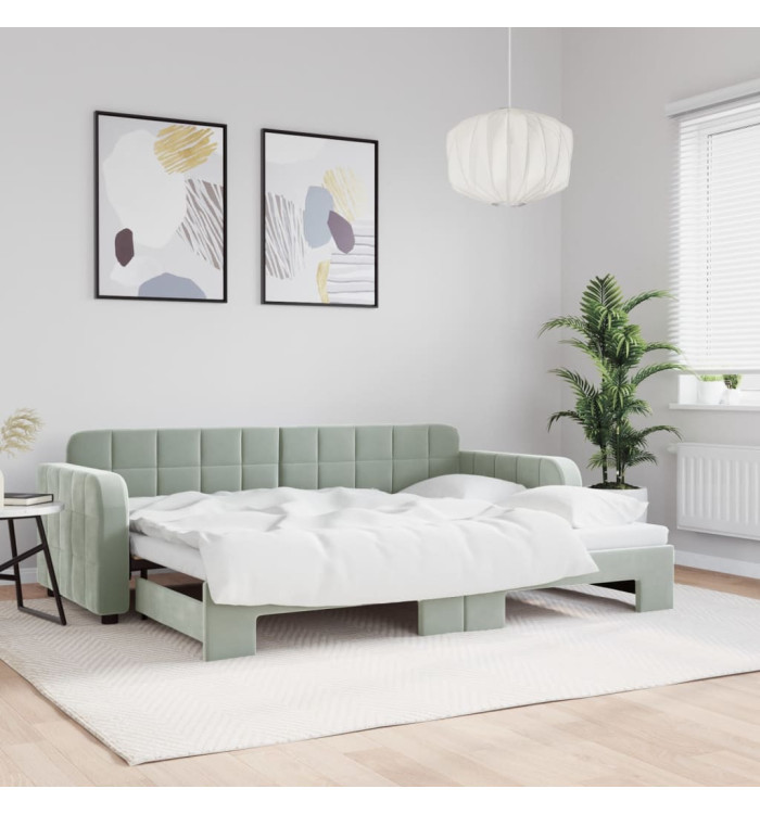 Lit de jour avec gigogne sans matelas gris clair 80x200 cm | Mobilier & Déco