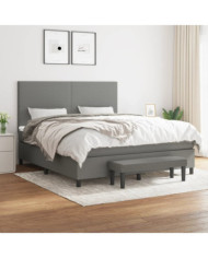 Sommier à lattes de lit avec matelas Gris foncé 180x200cm Tissu | Mobilier & Déco