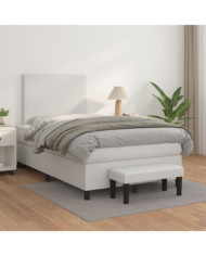 Sommier à lattes de lit avec matelas Blanc 120x200cm Similicuir | Mobilier & Déco