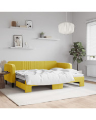 Lit de jour avec lit gigogne jaune 80x200 cm velours | Mobilier & Déco