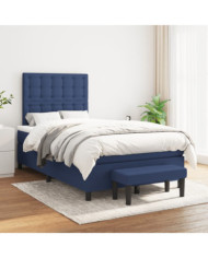 Sommier à lattes de lit avec matelas Bleu 120x200 cm Tissu | Mobilier & Déco