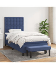 Sommier à lattes de lit avec matelas Bleu 80x200 cm Tissu | Mobilier & Déco