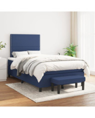 Sommier à lattes de lit avec matelas Bleu 120x200 cm Tissu | Mobilier & Déco