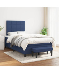 Sommier à lattes de lit avec matelas Bleu 120x200 cm Tissu | Mobilier & Déco