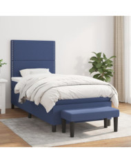 Sommier à lattes de lit avec matelas Bleu 80x200 cm Tissu | Mobilier & Déco