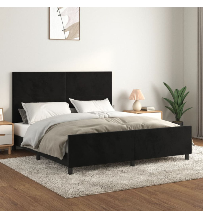 Cadre de lit sans matelas noir velours | Mobilier & Déco