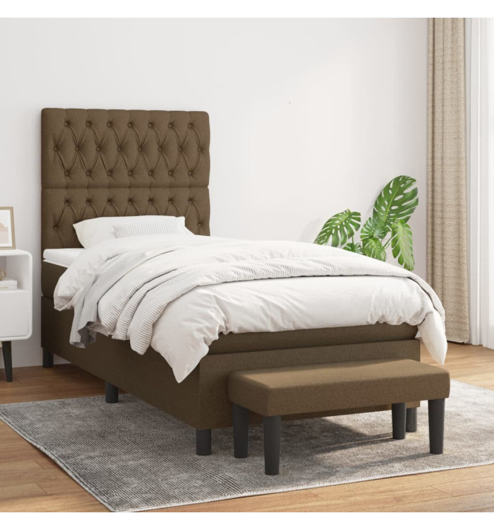 Sommier à lattes de lit avec matelas Marron foncé 100x200 cm | Mobilier & Déco