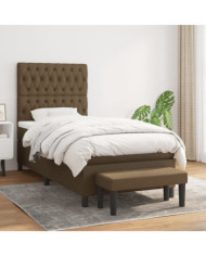 Sommier à lattes de lit avec matelas Marron foncé 100x200 cm | Mobilier & Déco