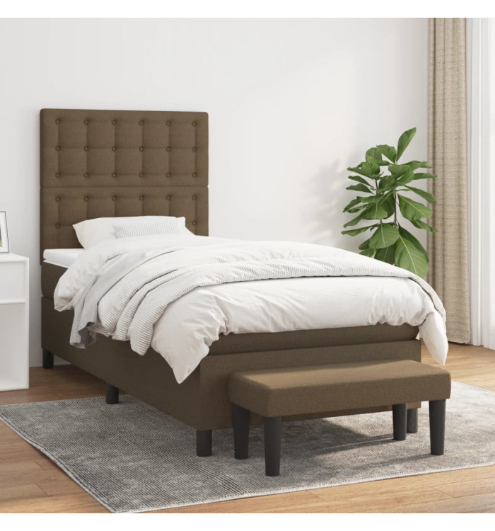 Sommier à lattes de lit avec matelas Marron foncé 100x200 cm | Mobilier & Déco
