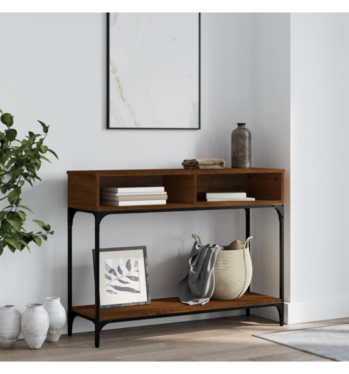 Table console chêne marron 100x30,5x75 cm bois d'ingénierie | Mobilier & Déco