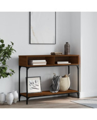 Table console chêne marron 100x30,5x75 cm bois d'ingénierie | Mobilier & Déco