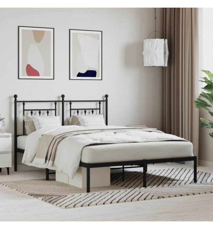 Cadre de lit métal sans matelas avec tête de lit noir 140x190cm | Mobilier & Déco