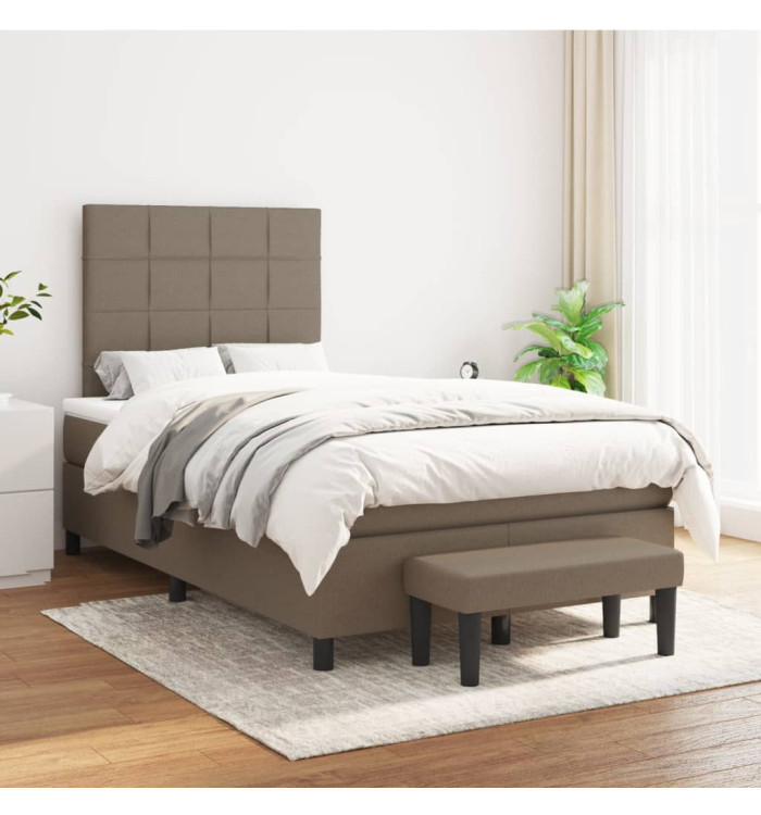 Sommier à lattes de lit avec matelas Taupe 120x200 cm Tissu | Mobilier & Déco