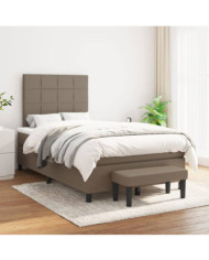 Sommier à lattes de lit avec matelas Taupe 120x200 cm Tissu | Mobilier & Déco
