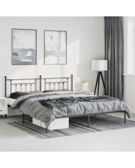 Cadre de lit métal sans matelas avec tête de lit noir 183x213cm | Mobilier & Déco
