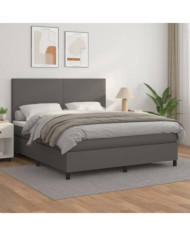 Sommier à lattes de lit avec matelas Gris 180x200 cm Similicuir | Mobilier & Déco
