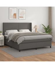 Sommier à lattes de lit avec matelas Gris 180x200 cm Similicuir | Mobilier & Déco