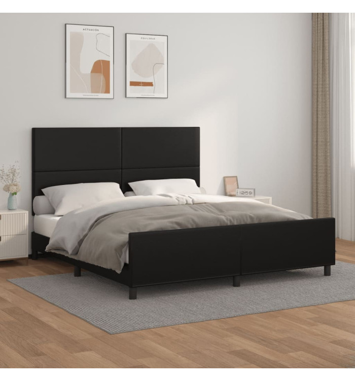 Cadre de lit sans matelas noir 160x200 cm similicuir | Mobilier & Déco