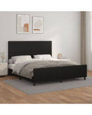 Cadre de lit sans matelas noir 160x200 cm similicuir | Mobilier & Déco