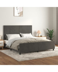 Cadre de lit sans matelas gris foncé 160x200 cm velours | Mobilier & Déco